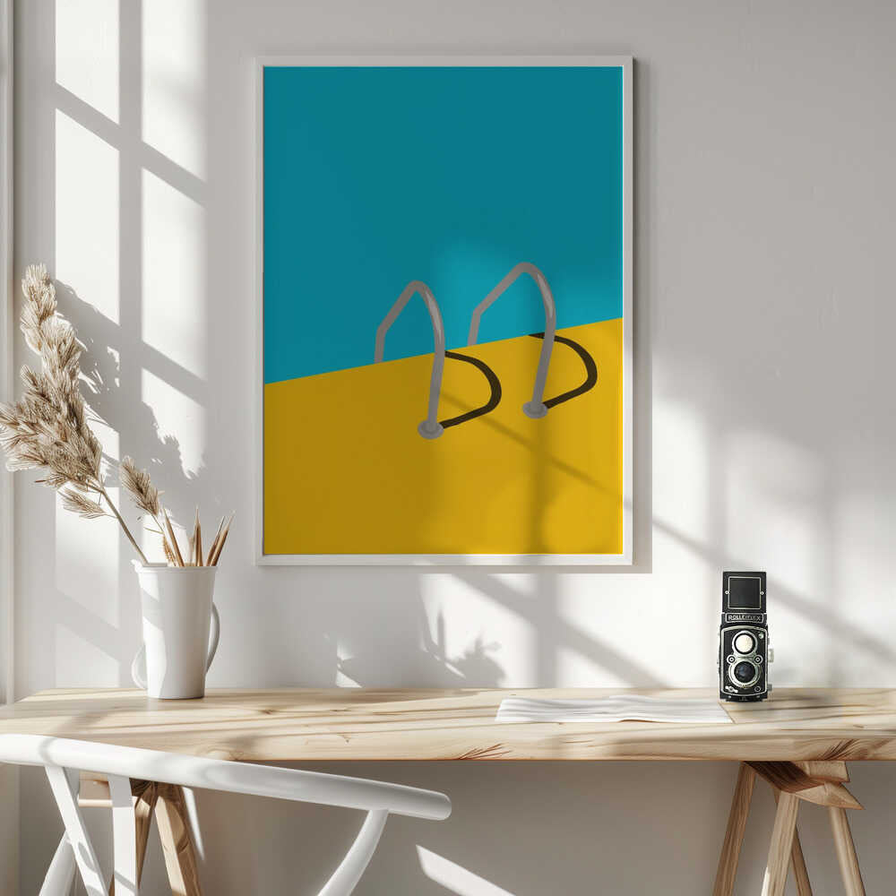 Bright Pool Ladder Art Print UK — Abstract Vibrant Wall Art — Office — Wall It All Prints