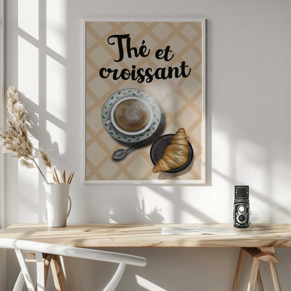 French Tea Croissant Art Print UK — Food Warm Wall Art — Kitchen — Wall It All Prints