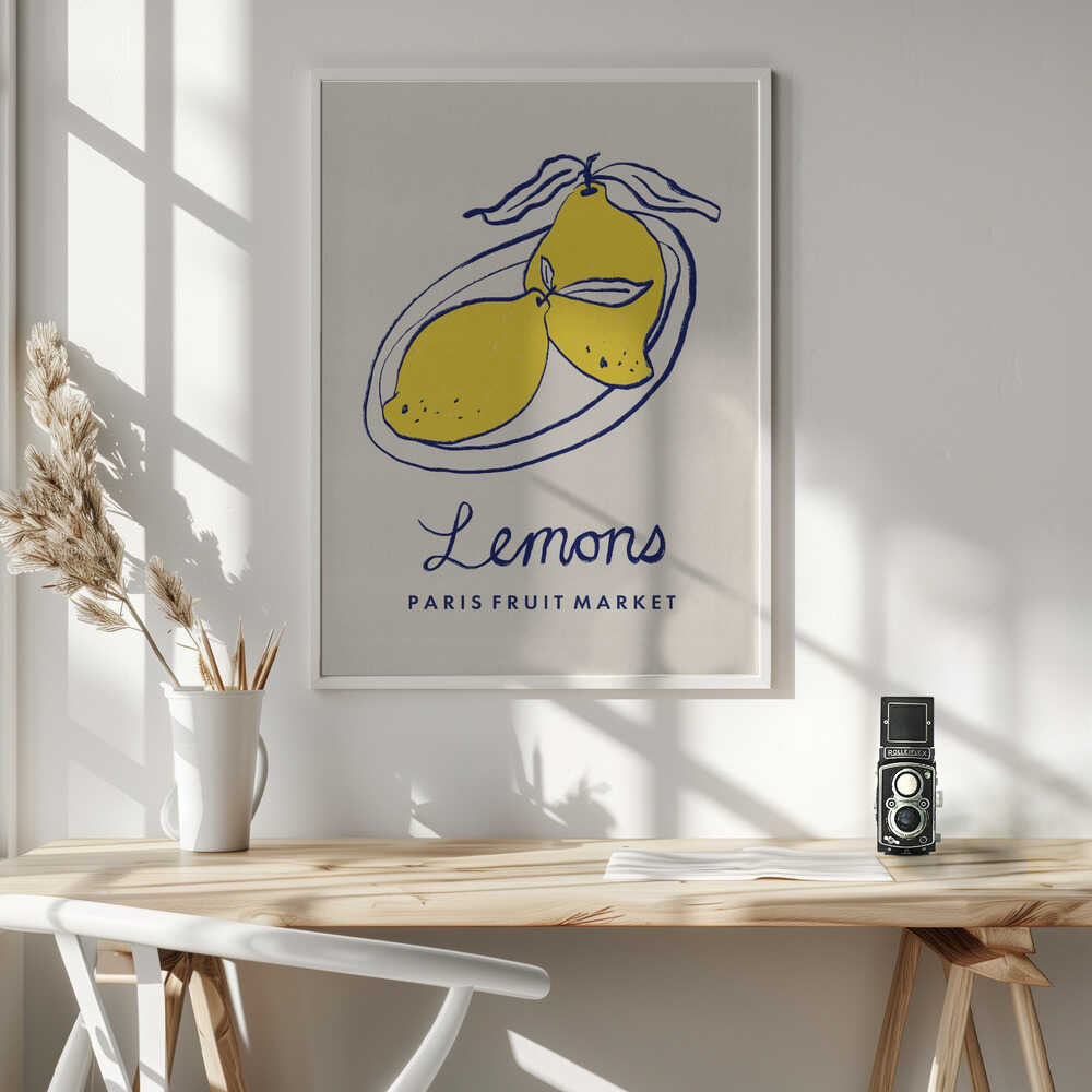 Paris Fruit Market Lemons Art Print UK — Vintage Vibrant Wall Art — Kitchen — Wall It All Prints