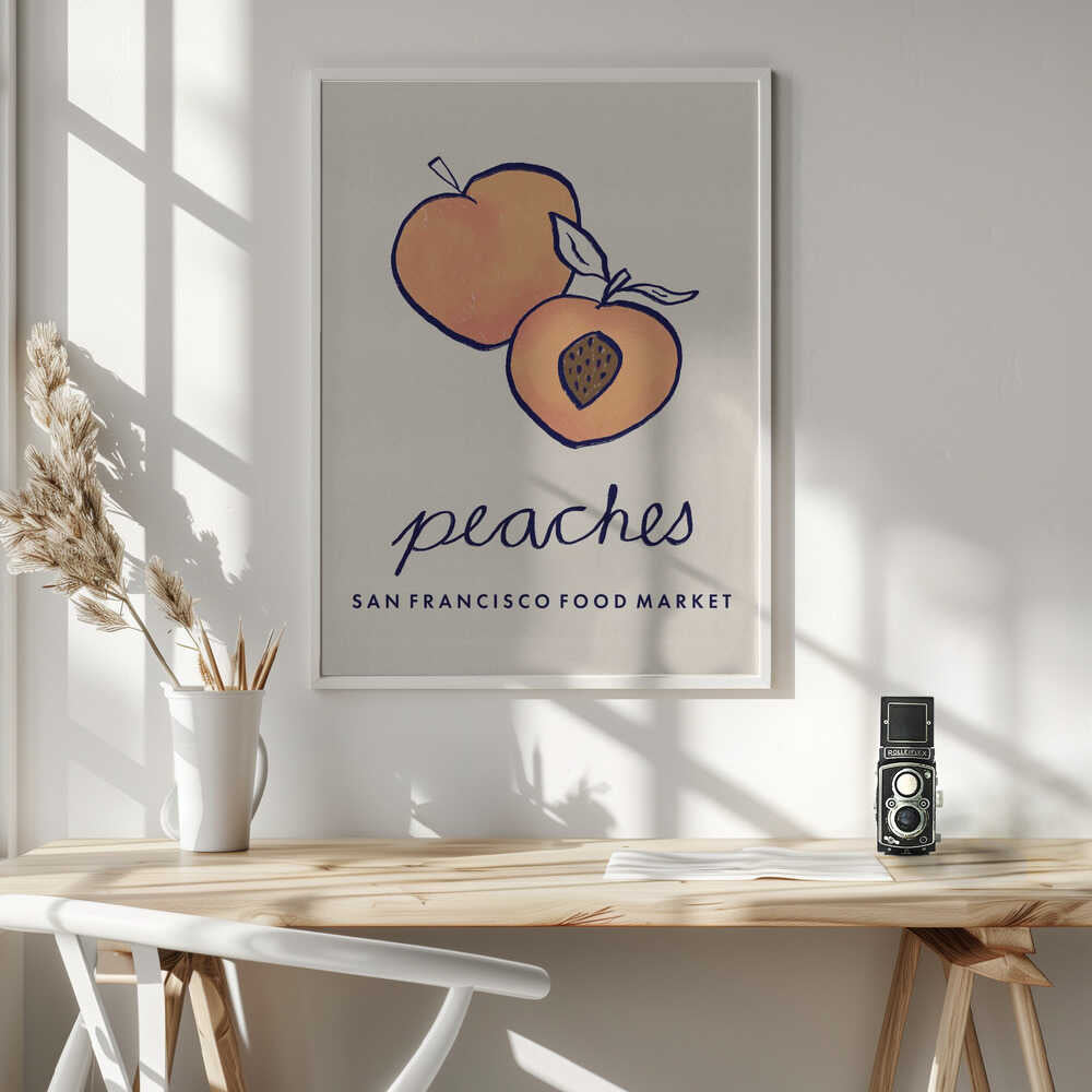 Fresh Summer Peaches Art Print UK — Botanical Fresh Wall Art — Kitchen — Wall It All Prints