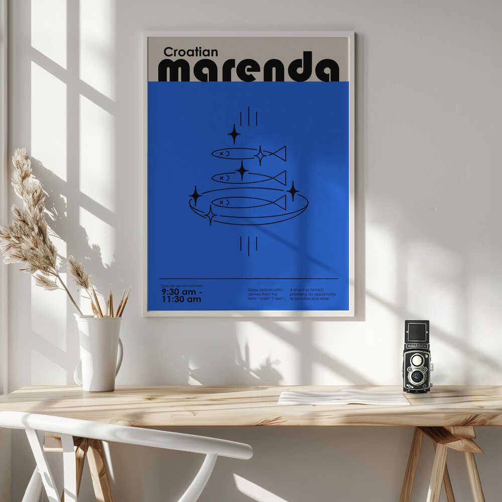 Croatian Marenda Fish Art Print UK — Abstract Dark Wall Art — Kitchen — Wall It All Prints