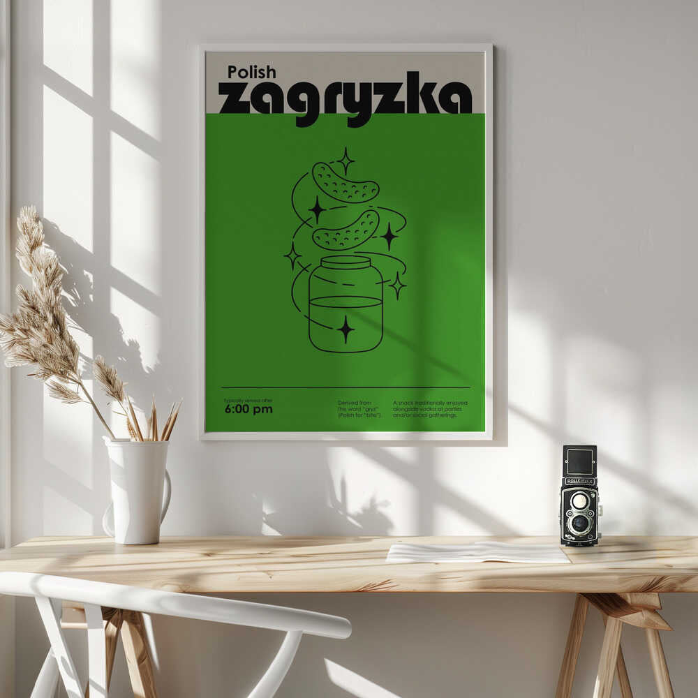 Green Polish Snack Art Print UK — Abstract Dark Wall Art — Kitchen — Wall It All Prints