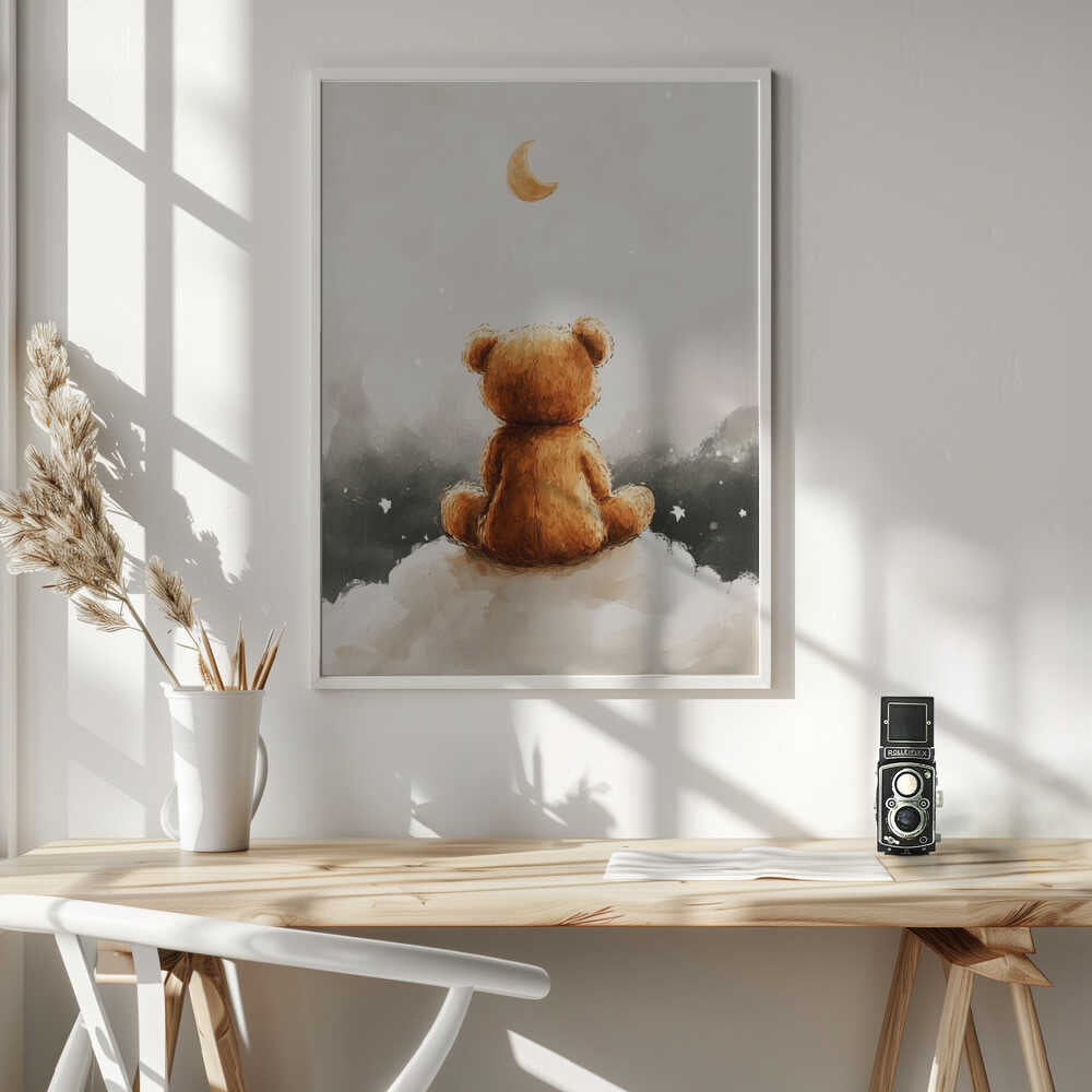 Moonlit Bear Dreams Art Print UK — Celestial Calm Wall Art — Bedroom — Wall It All Prints