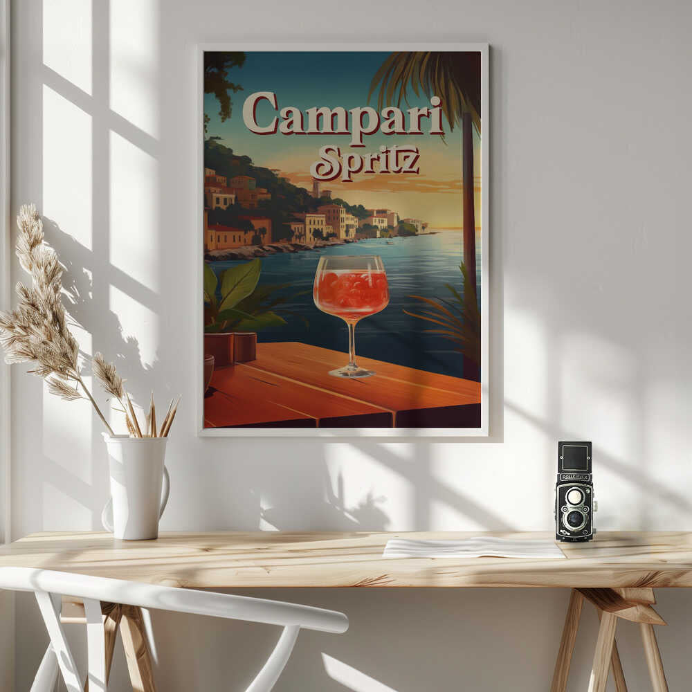 Campari Spritz Seaside Sunset Art Print UK — Landscape Warm Wall Art — Living Room — Wall It All Prints