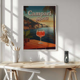 Campari Spritz Seaside Sunset Art Print UK — Landscape Warm Wall Art — Living Room — Wall It All Prints