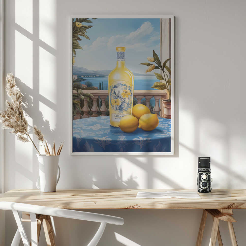Limoncello Coastal View Art Print UK — Botanical Vibrant Wall Art — Kitchen — Wall It All Prints