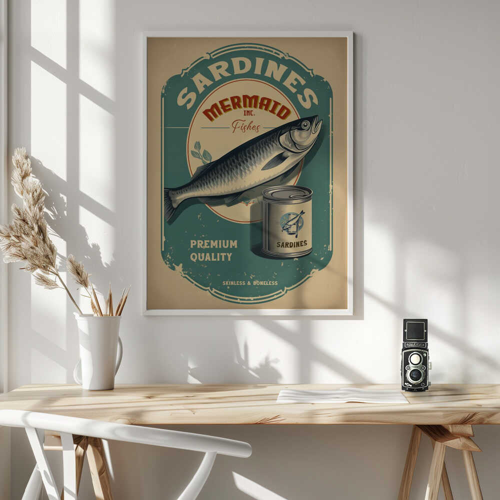 Vintage Sardine Ad Art Print UK — Landscape Vibrant Wall Art — Kitchen — Wall It All Prints