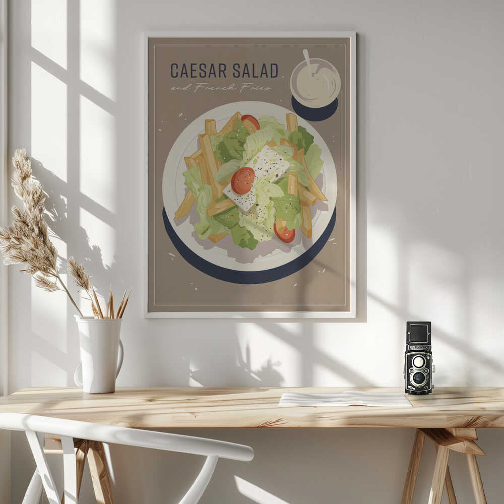 Caesar Salad and French Fries Art Print UK — Abstract Fresh Wall Art — Kitchen — Wall It All Prints