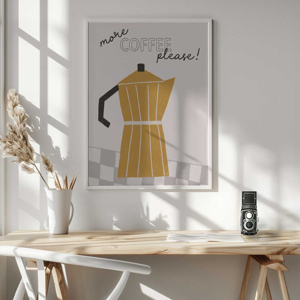 Moka Pot Coffee Please Art Print UK — Abstract Vibrant Wall Art — Kitchen — Wall It All Prints