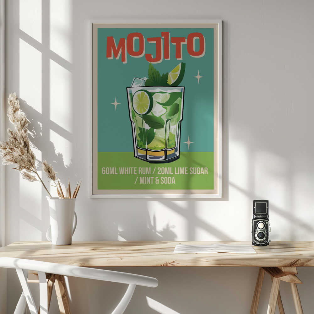 Retro Mojito Cocktail Art Print UK — Abstract Calm Wall Art — Kitchen — Wall It All Prints