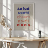Cheers Around The World Art Print UK — Japanese Minimal Wall Art — Bathroom — Wall It All Prints