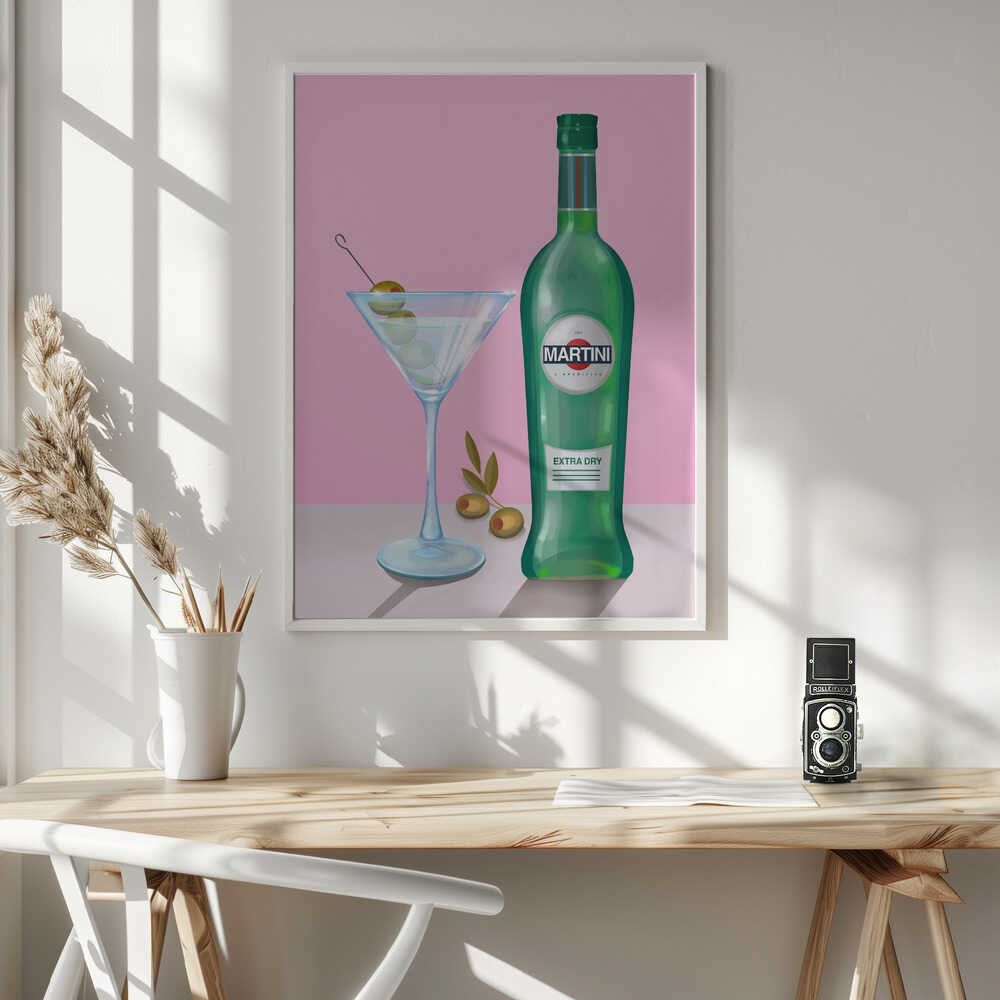 Martini Cocktail Art Print UK — Vintage Minimal Wall Art — Living Room — Wall It All Prints
