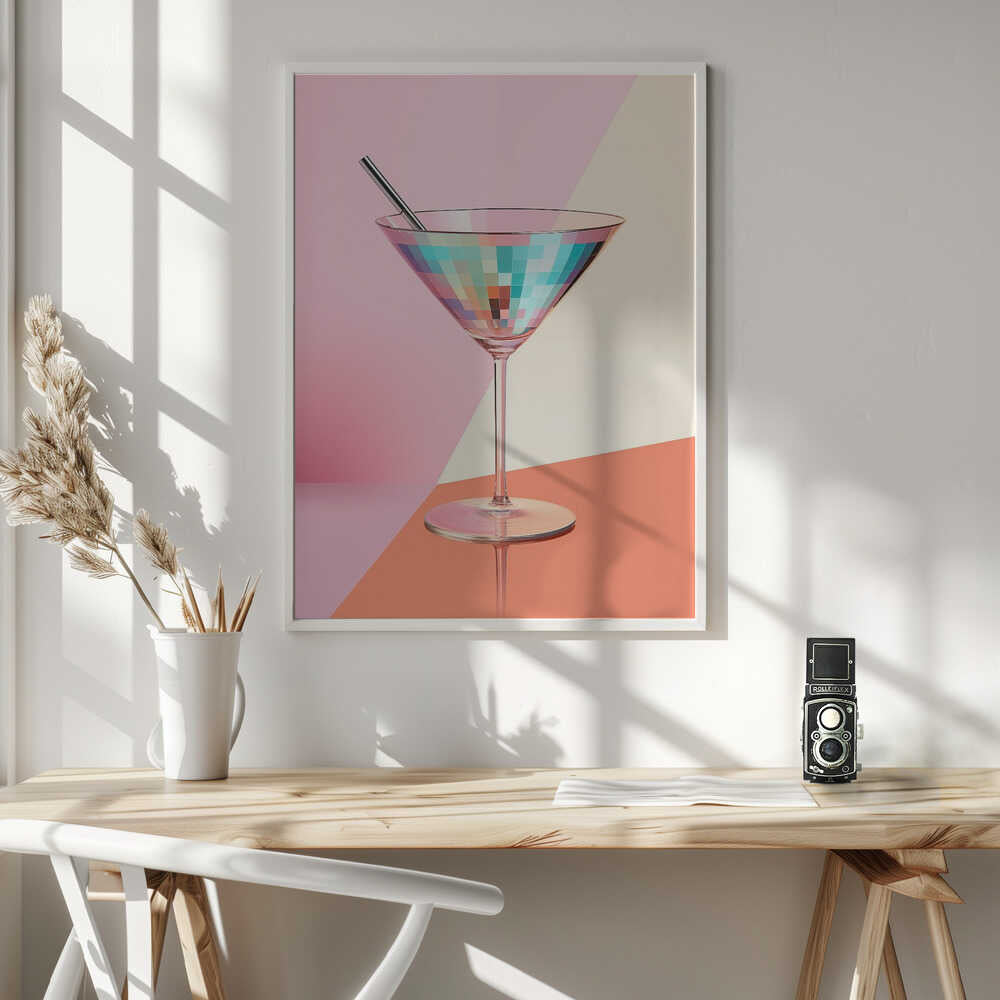 Disco Martini Cocktail Art Print UK — Abstract Vibrant Wall Art — Office — Wall It All Prints