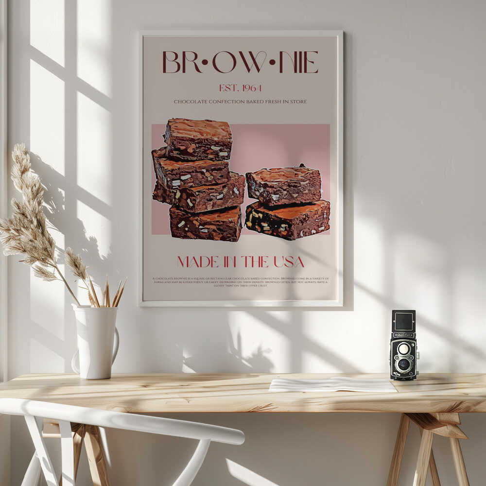 Fresh Baked Brownies Art Print UK — Food Warm Wall Art — Kitchen — Wall It All Prints