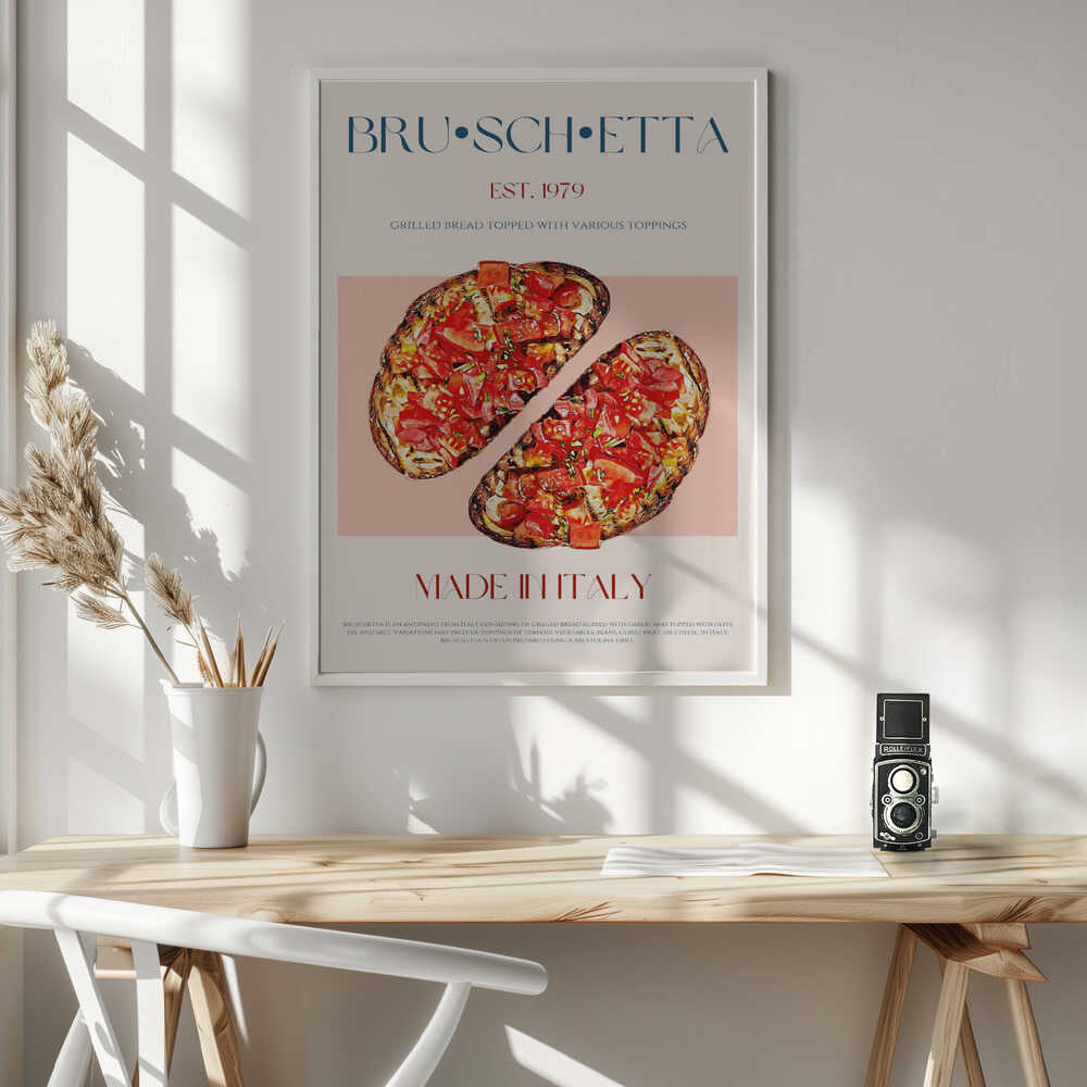 Authentic Italian Bruschetta Art Print UK — Vintage Vibrant Wall Art — Kitchen — Wall It All Prints