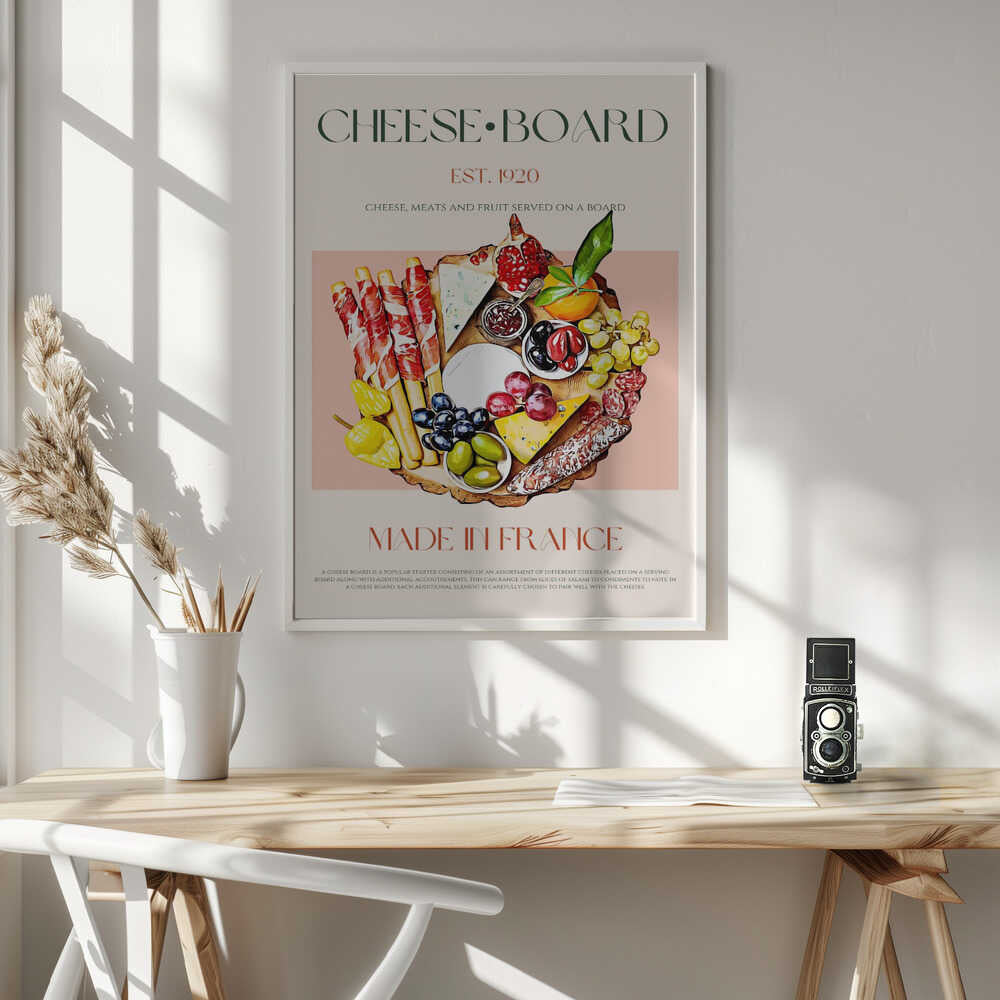 Gourmet Cheese Board Art Print UK — Food Vibrant Wall Art — Kitchen — Wall It All Prints