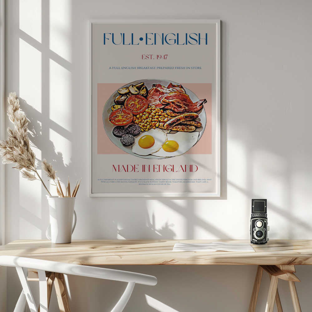 Classic English Breakfast Art Print UK — Vintage Dark Wall Art — Kitchen — Wall It All Prints