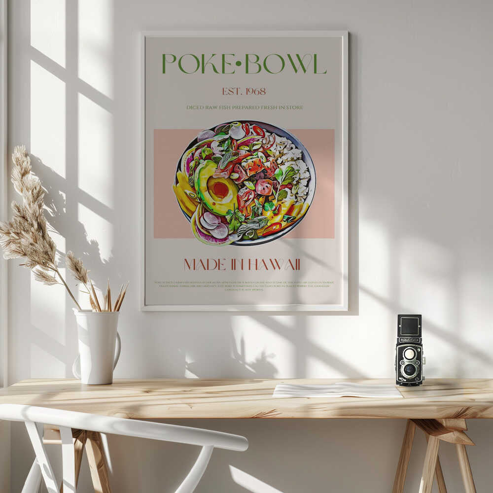 Fresh Hawaiian Poke Bowl Art Print UK — Food Vibrant Wall Art — Kitchen — Wall It All Prints