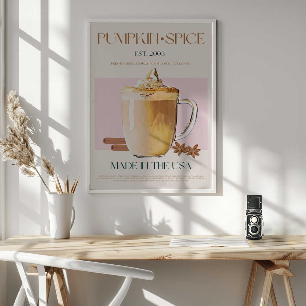 Pumpkin Spice Latte Art Print UK — Vintage Warm Wall Art — Kitchen — Wall It All Prints