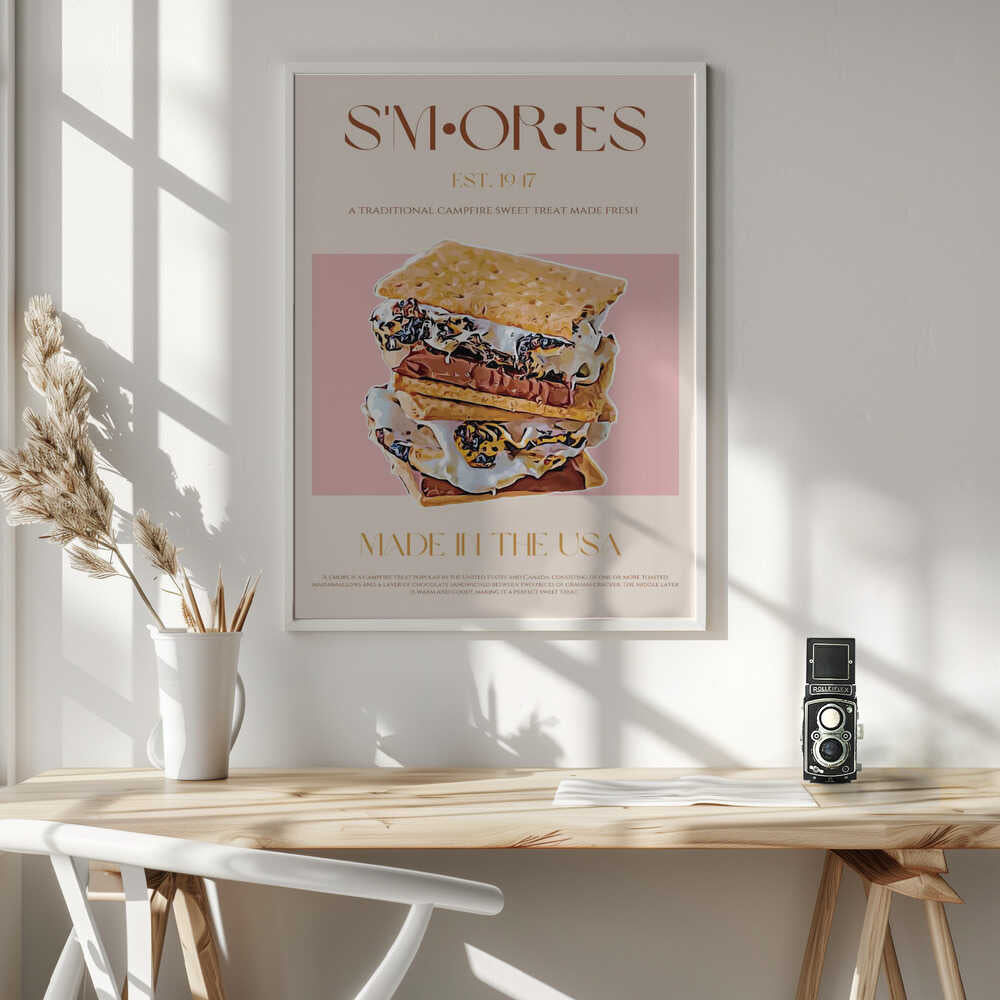 Gooey Chocolate S'mores Art Print UK — Vintage Warm Wall Art — Kitchen — Wall It All Prints