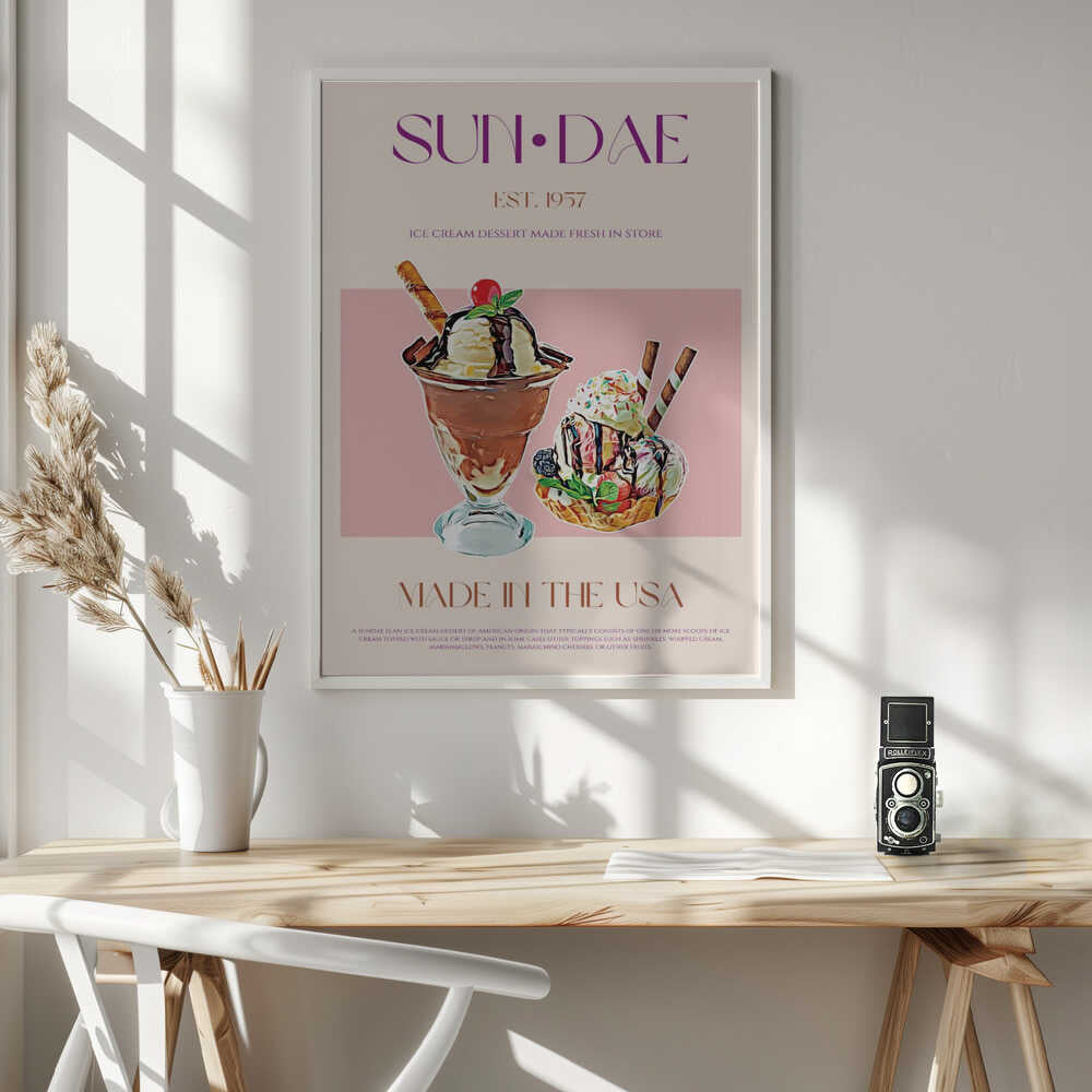 Delicious Sundaes Art Print UK — Vintage Calm Wall Art — Kitchen — Wall It All Prints
