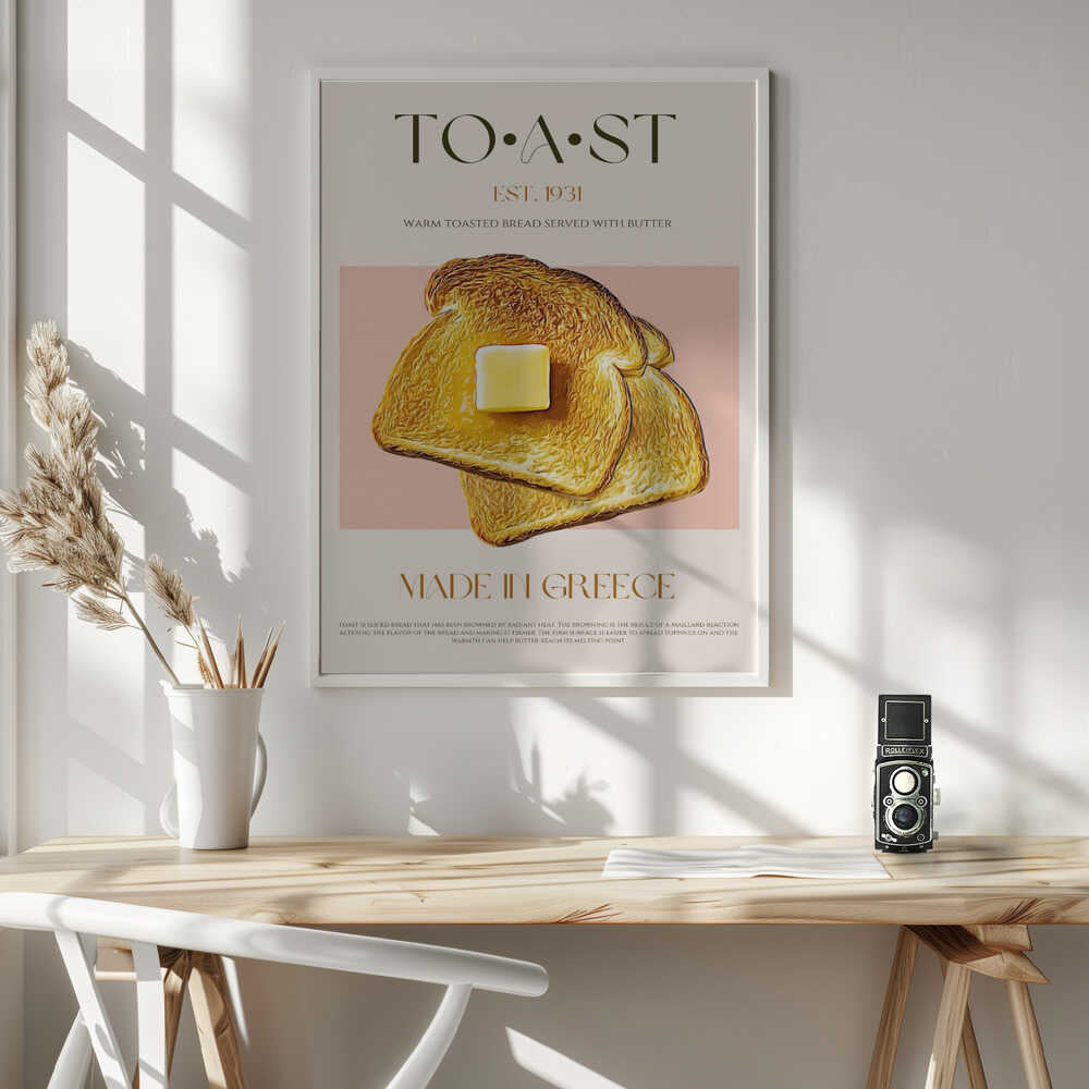 Golden Buttered Toast Art Print UK — Vintage Warm Wall Art — Kitchen — Wall It All Prints