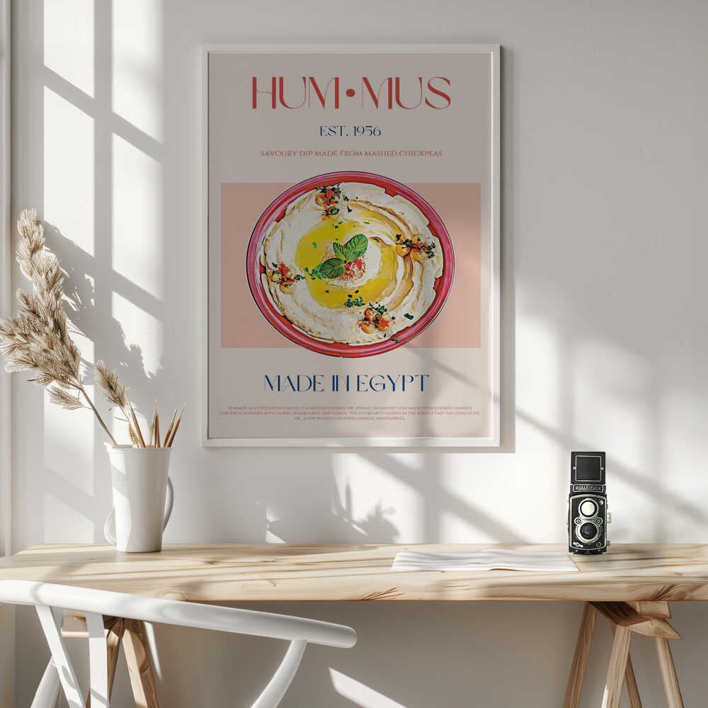 Creamy Hummus Dip Art Print UK — Vintage Vibrant Wall Art — Kitchen — Wall It All Prints