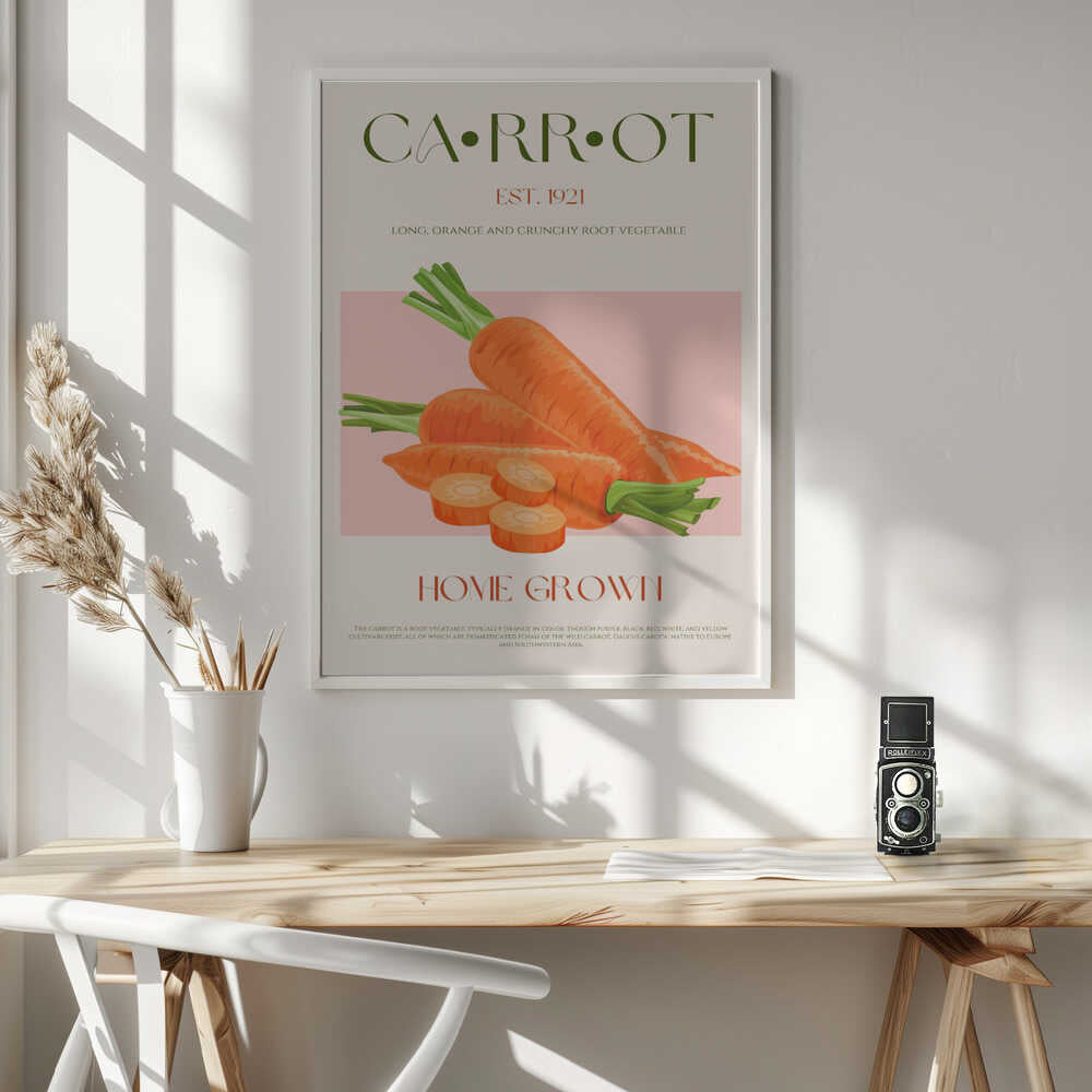 Home Grown Carrots Art Print UK — Botanical Fresh Wall Art — Kitchen — Wall It All Prints