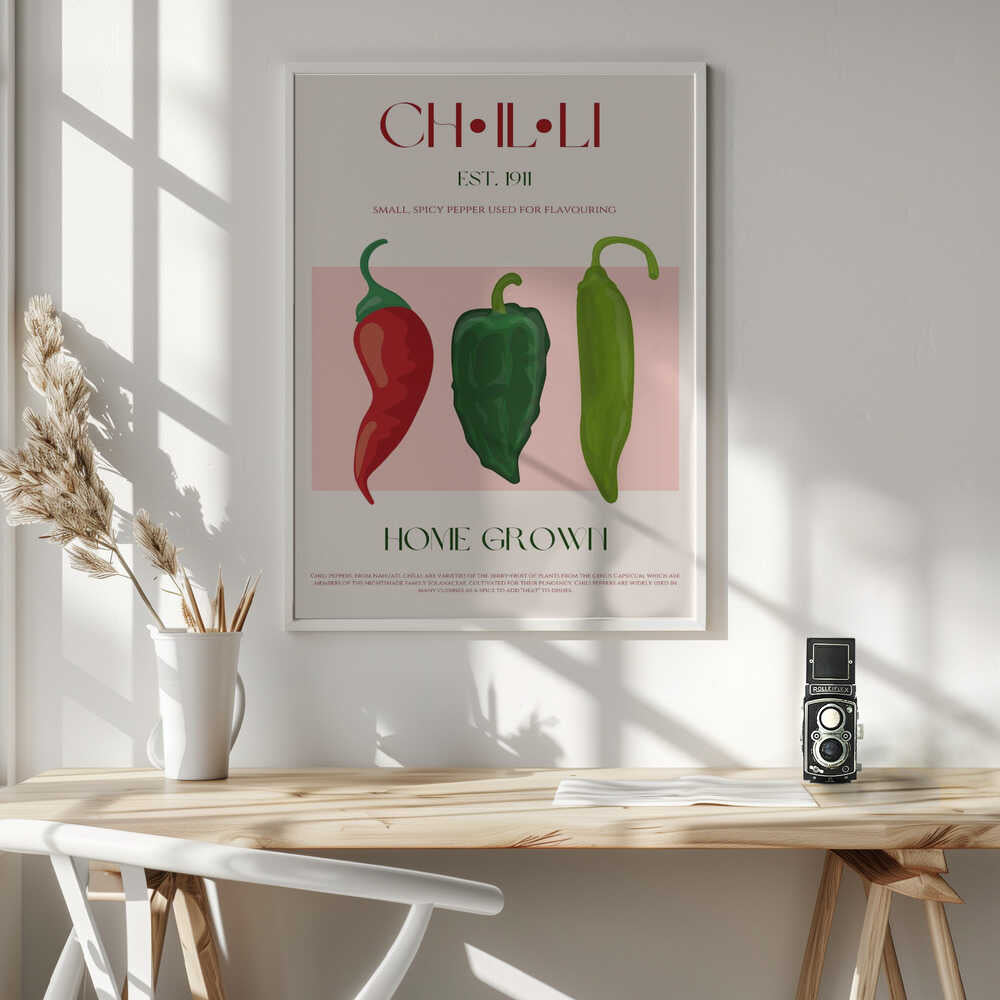 Home Grown Chili Peppers Art Print UK — Botanical Vibrant Wall Art — Kitchen — Wall It All Prints