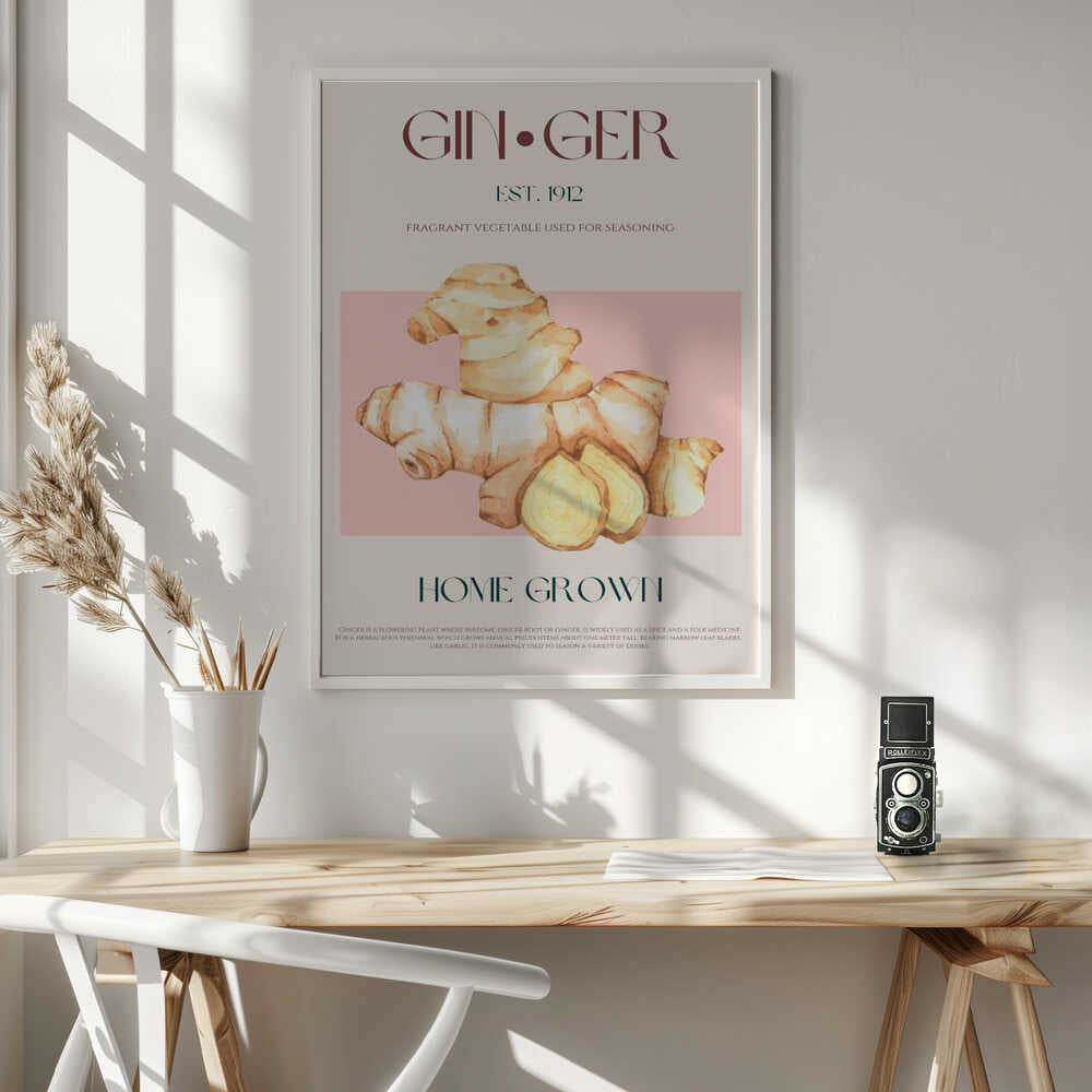 Home Grown Ginger Art Print UK — Botanical Warm Wall Art — Kitchen — Wall It All Prints