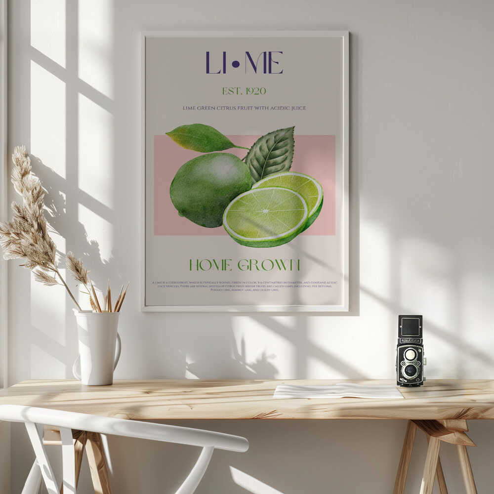 Home Grown Limes Art Print UK — Botanical Vibrant Wall Art — Kitchen — Wall It All Prints