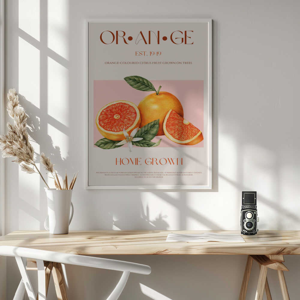Fresh Orange Botanical Art Print UK — Botanical Vibrant Wall Art — Kitchen — Wall It All Prints