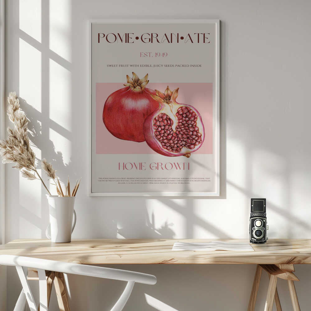 Ripe Red Pomegranates Art Print UK — Botanical Vibrant Wall Art — Kitchen — Wall It All Prints