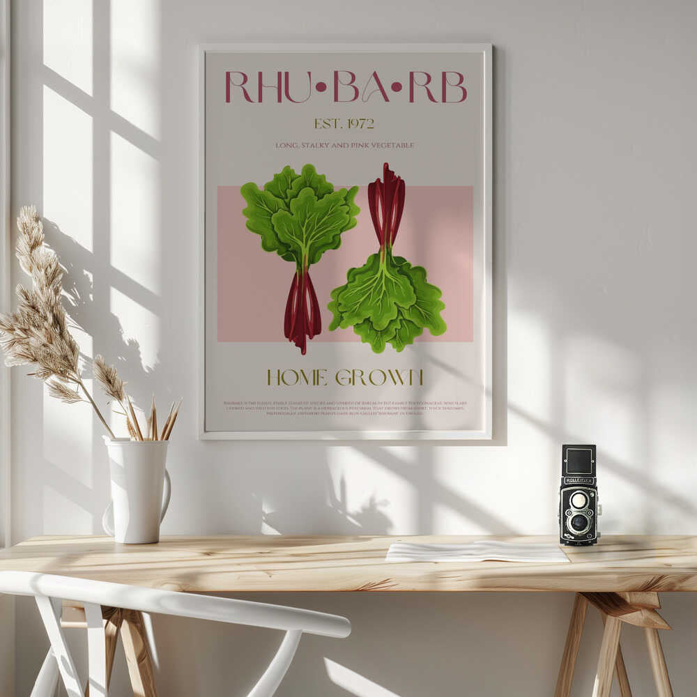 Rhubarb Home Grown Art Print UK — Botanical Fresh Wall Art — Kitchen — Wall It All Prints