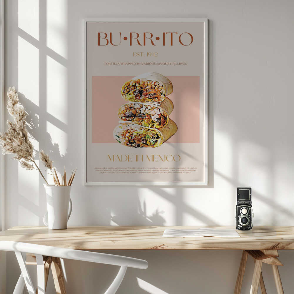 Stacked Mexican Burritos Art Print UK — Vintage Vibrant Wall Art — Kitchen — Wall It All Prints