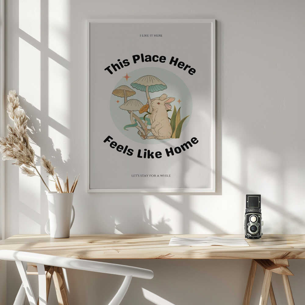 Feels Like Home Rabbit Art Print UK — Botanical Calm Wall Art — Living Room — Wall It All Prints
