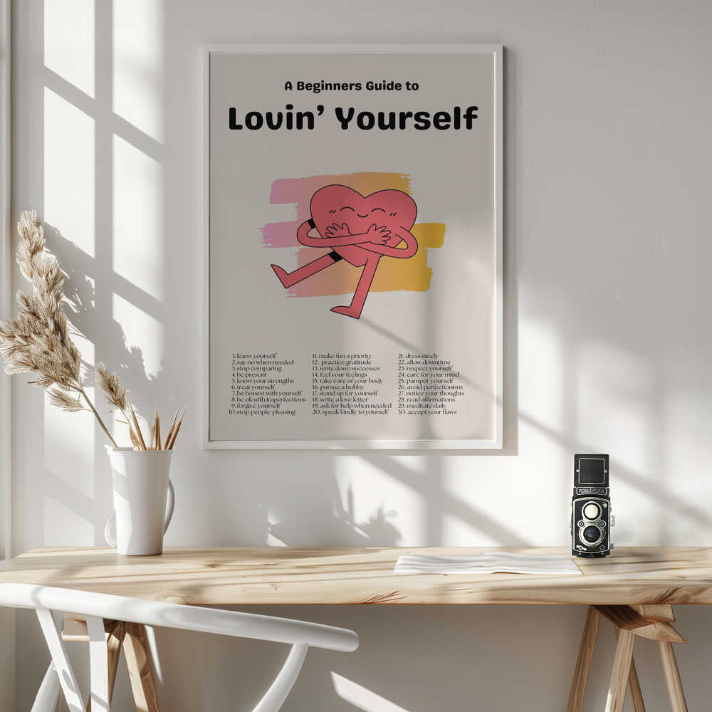 Self Love Illustrated Guide Art Print UK — Portrait Vibrant Wall Art — Bathroom — Wall It All Prints