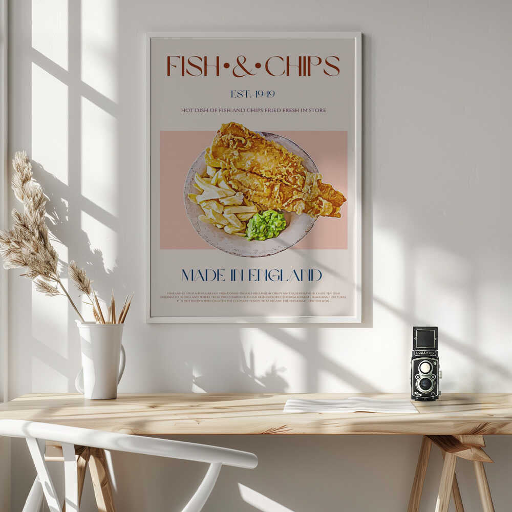 British Fish and Chips Art Print UK — Vintage Warm Wall Art — Kitchen — Wall It All Prints