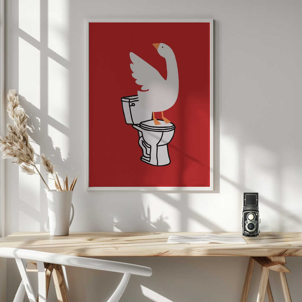 Silly Goose Toilet Art Print UK — Animal Vibrant Wall Art — Bathroom — Wall It All Prints