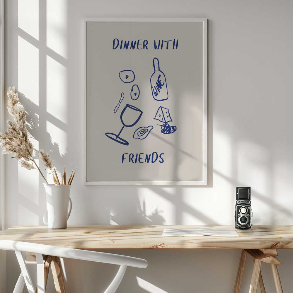 Wine and Cheese Night Art Print UK — Food Vibrant Wall Art — Kitchen — Wall It All Prints