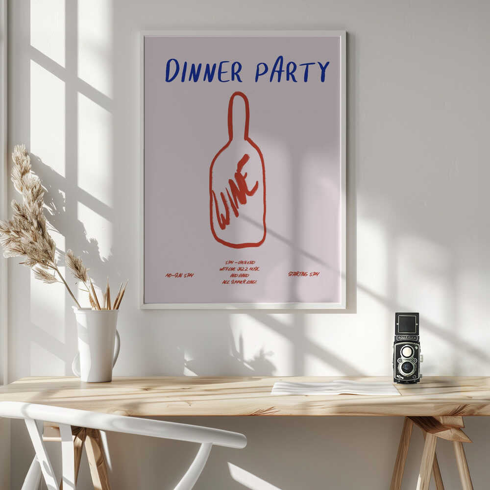 Sip &amp; Savor Celebration Art Print UK — Abstract Minimal Wall Art — Kitchen — Wall It All Prints
