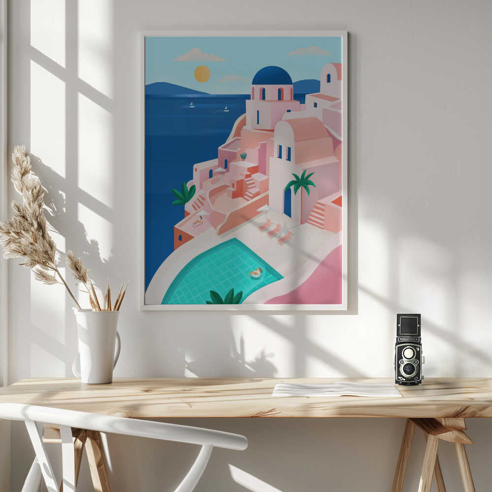 Tranquil Mediterranean Coastal Scene Art Print UK — Animal Calm Wall Art — Bedroom — Wall It All Prints