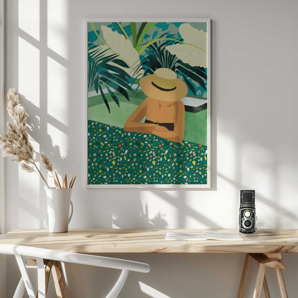 Tropical Pool Retreat Art Print UK — Botanical Calm Wall Art — Bedroom — Wall It All Prints