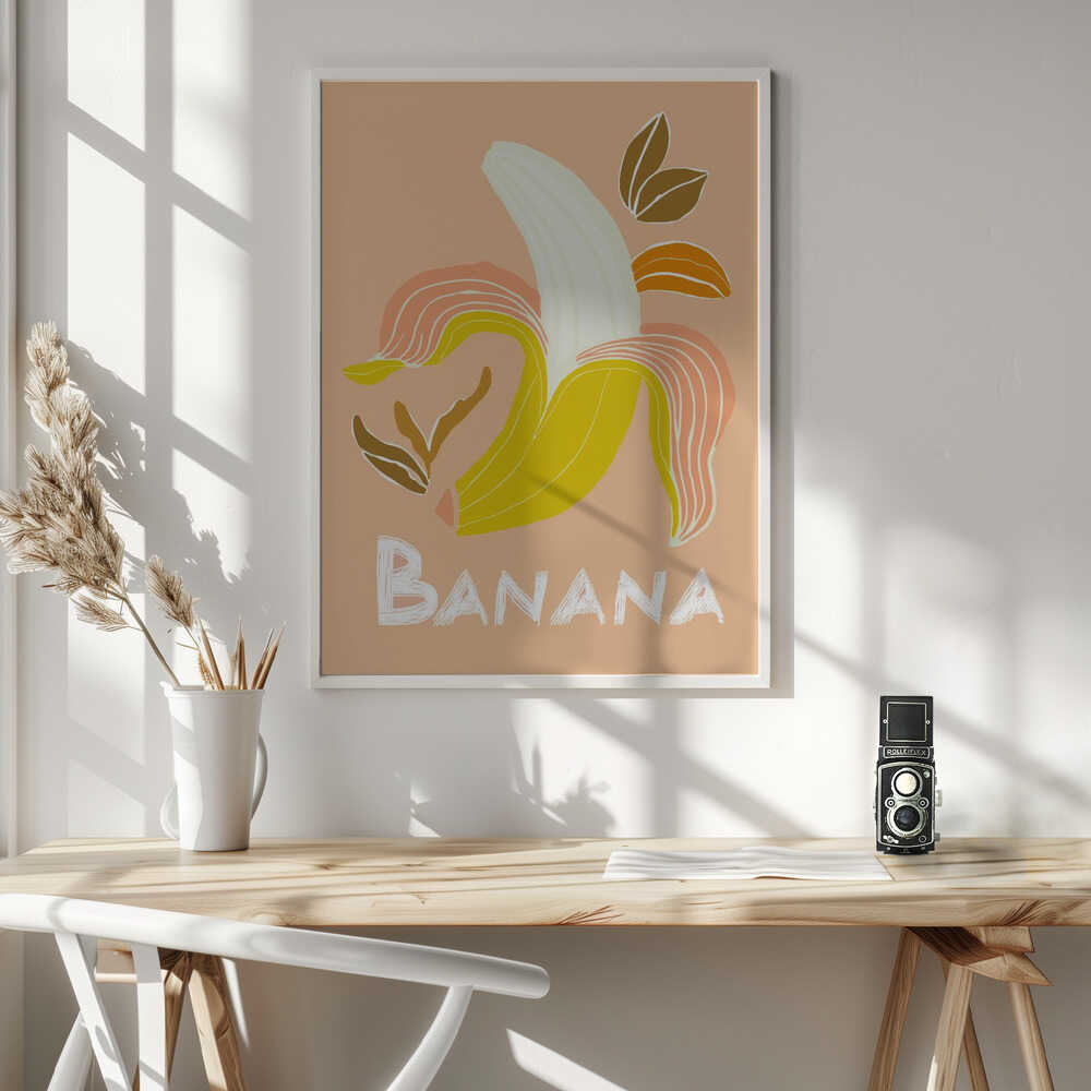 Fresh Peeled Banana Art Print UK — Botanical Vibrant Wall Art — Kitchen — Wall It All Prints