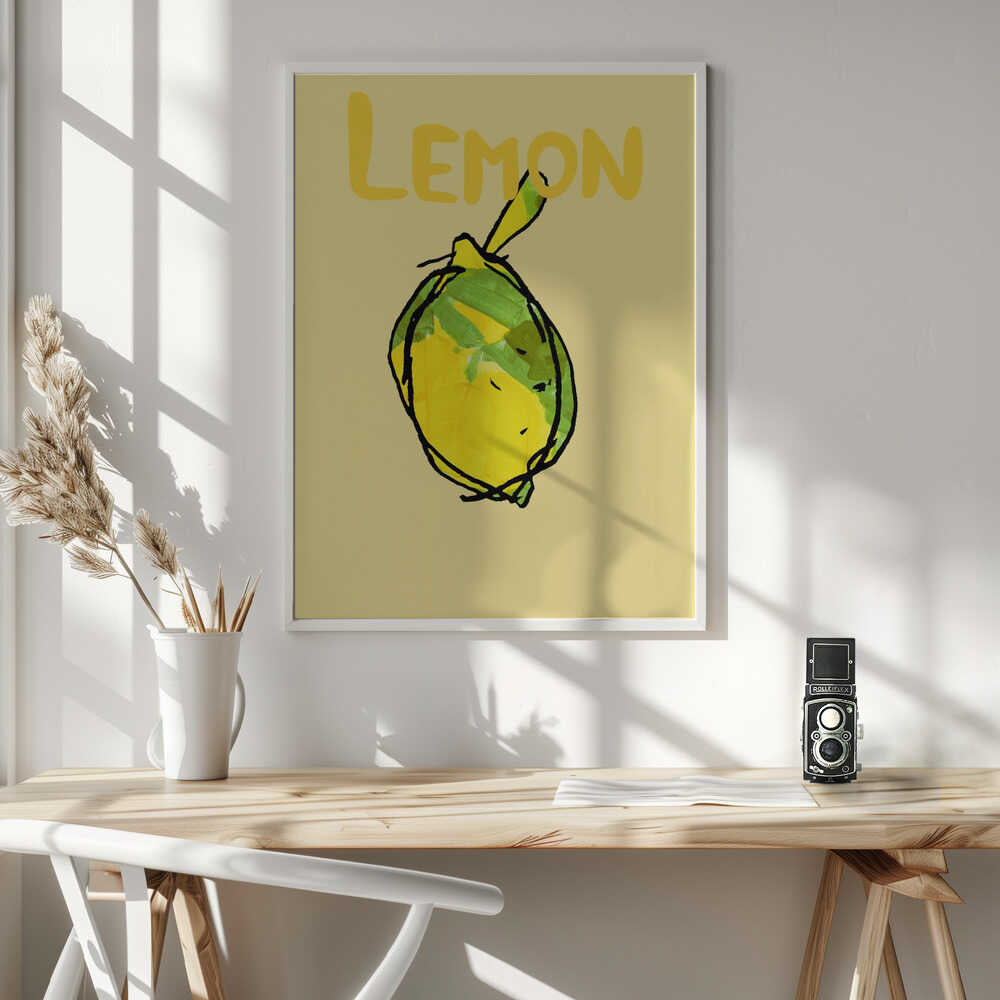 Bright Yellow Lemon Art Print UK — Abstract Vibrant Wall Art — Kitchen — Wall It All Prints