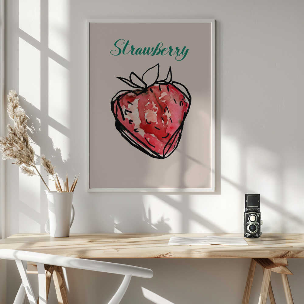 Fresh Strawberry Watercolor Art Print UK — Abstract Vibrant Wall Art — Kitchen — Wall It All Prints
