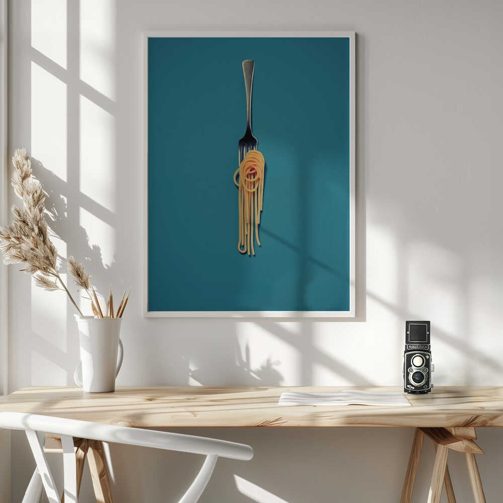 Minimal Spaghetti Fork Art Print UK — Abstract Vibrant Wall Art — Kitchen — Wall It All Prints