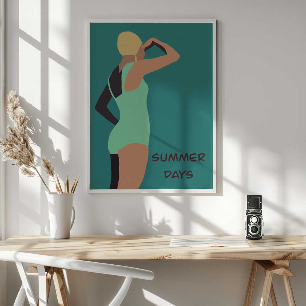 Summer Days Swimmer Art Print UK — Abstract Calm Wall Art — Office — Wall It All Prints