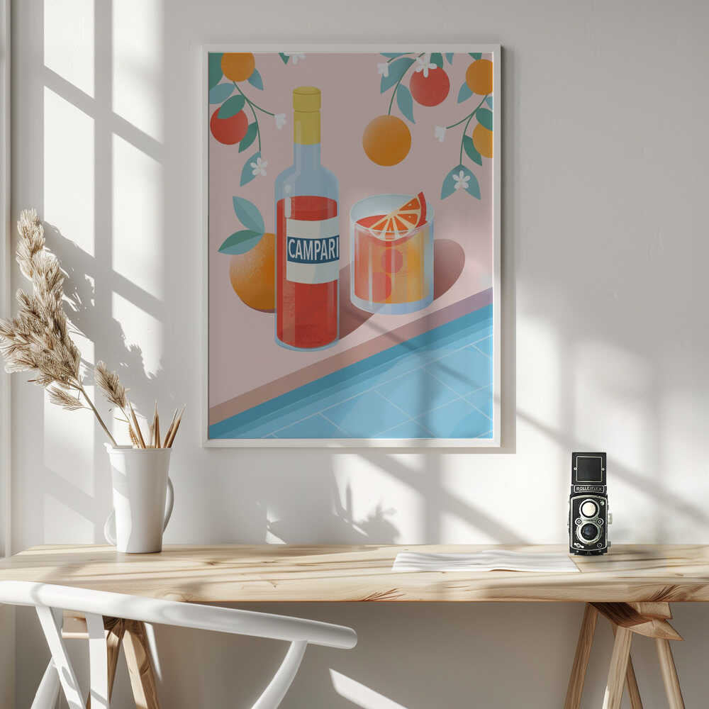 Negroni Cocktail Art Print UK — Botanical Vibrant Wall Art — Kitchen — Wall It All Prints