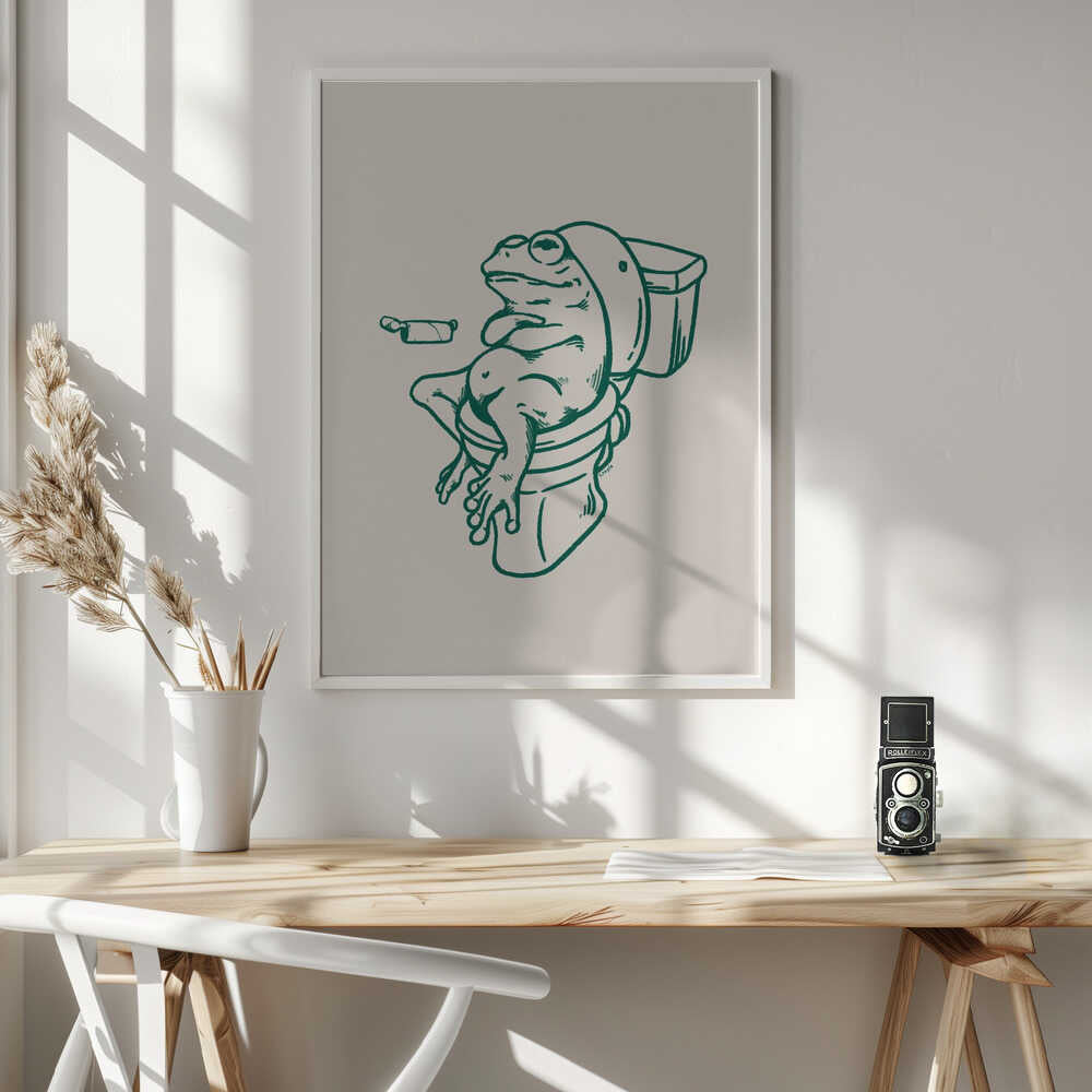 Frog's Bathroom Break Art Print UK — Animal Fresh Wall Art — Bathroom — Wall It All Prints